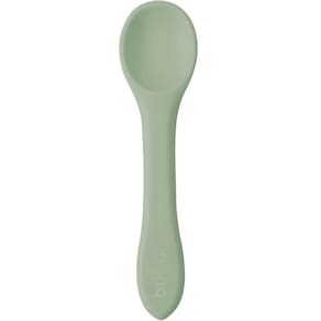 Colher de Silicone Para Bebe Verde Introducao Alimentar +6m de Treinamento Flexivel Buba