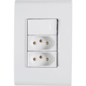 Conjunto 4x2 Com 1 Interruptor Simples 10 A 250 V E 2 Tomadas 2p+t 10 A 250 V Tramontina Liz Branco