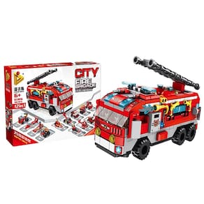 Blocos De Montar Cubic City Bombeiro 561 Peças Multikids