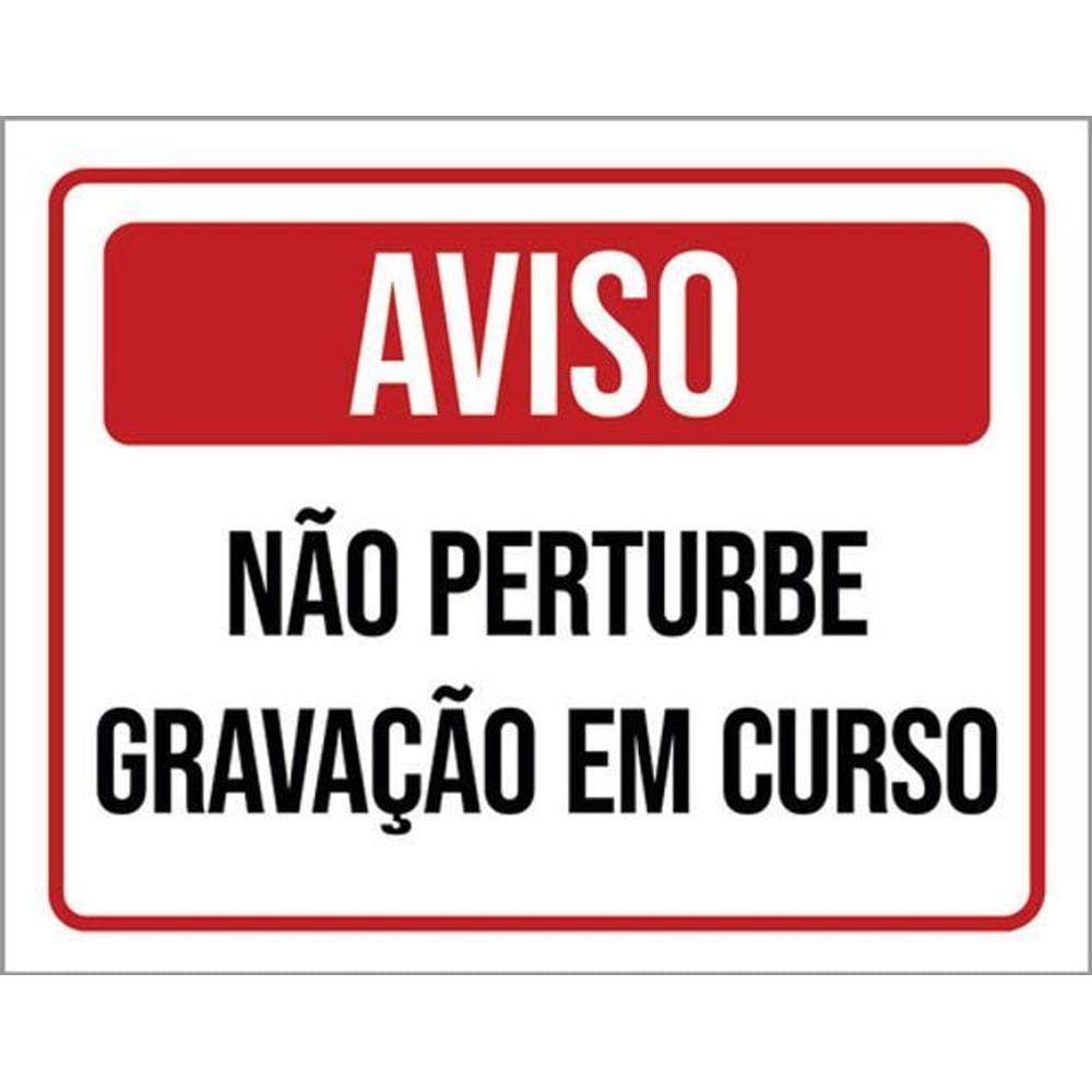 Kit 5 Placas - Aviso Não Perturbe Gravação Em Curso