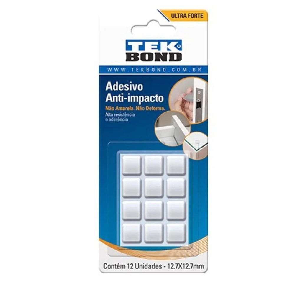 Adesivo Anti-Impacto Quadrado M 12,7Mm Cartela - 12 Uni