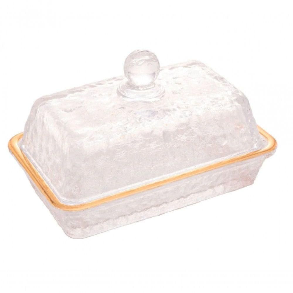 Manteigueira Cristal Fio De Ouro Com Tampa Petra 17cm - Lyor