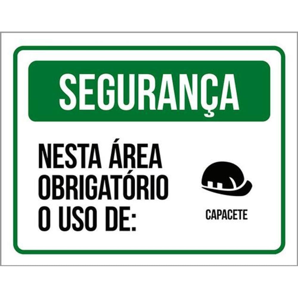 Kit 5 Placa Segurança Área Obrigatório Uso Capacete36X46