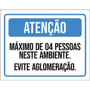 Kit 5 Placa Máximo 4 Pessoas Neste Ambiente36X46