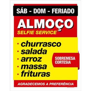 Kit 3 Placas Almoço Selfie Service Churrasco Restaurante