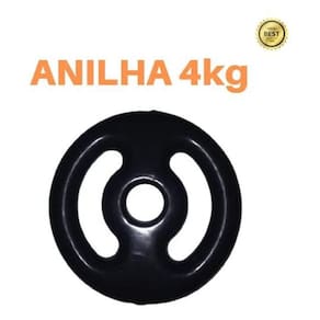 Anilha 4Kg Emborrachada Super Premium Preta Academia/Casa