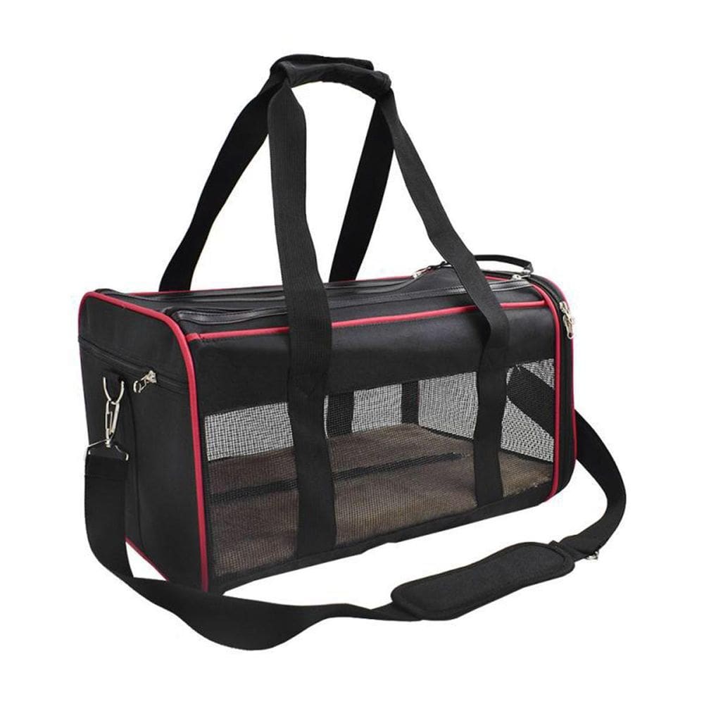 Bolsa Pet Transporte Vemelho + Par De Luva Tira Pelos