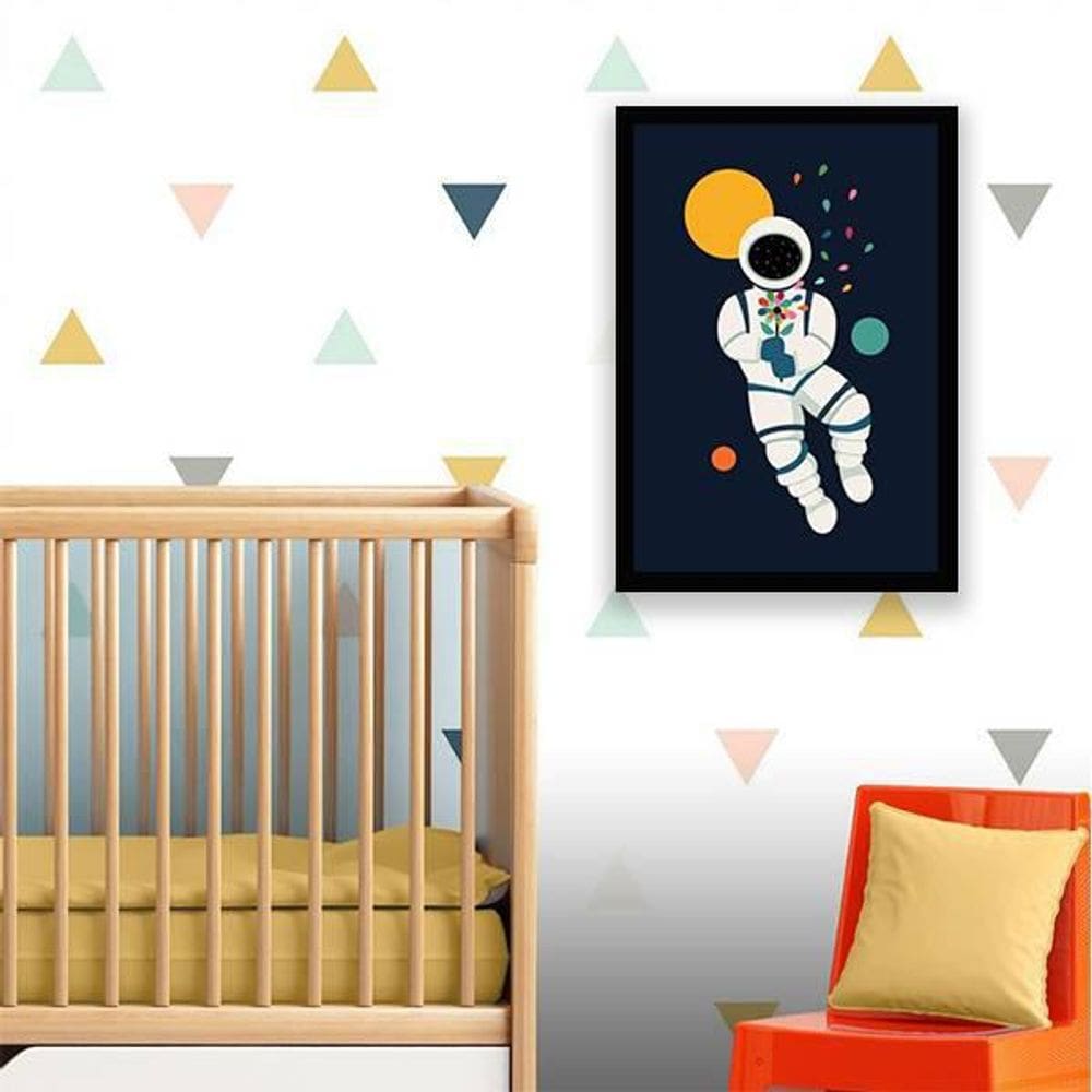 Quadro Decorativo Astronauta 34X23Cm - Moldura Branca