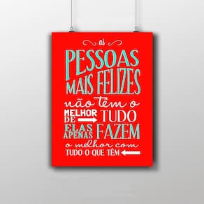 Placa Decorativa Frase As Pessoas Mais Felizes 20X30Cm