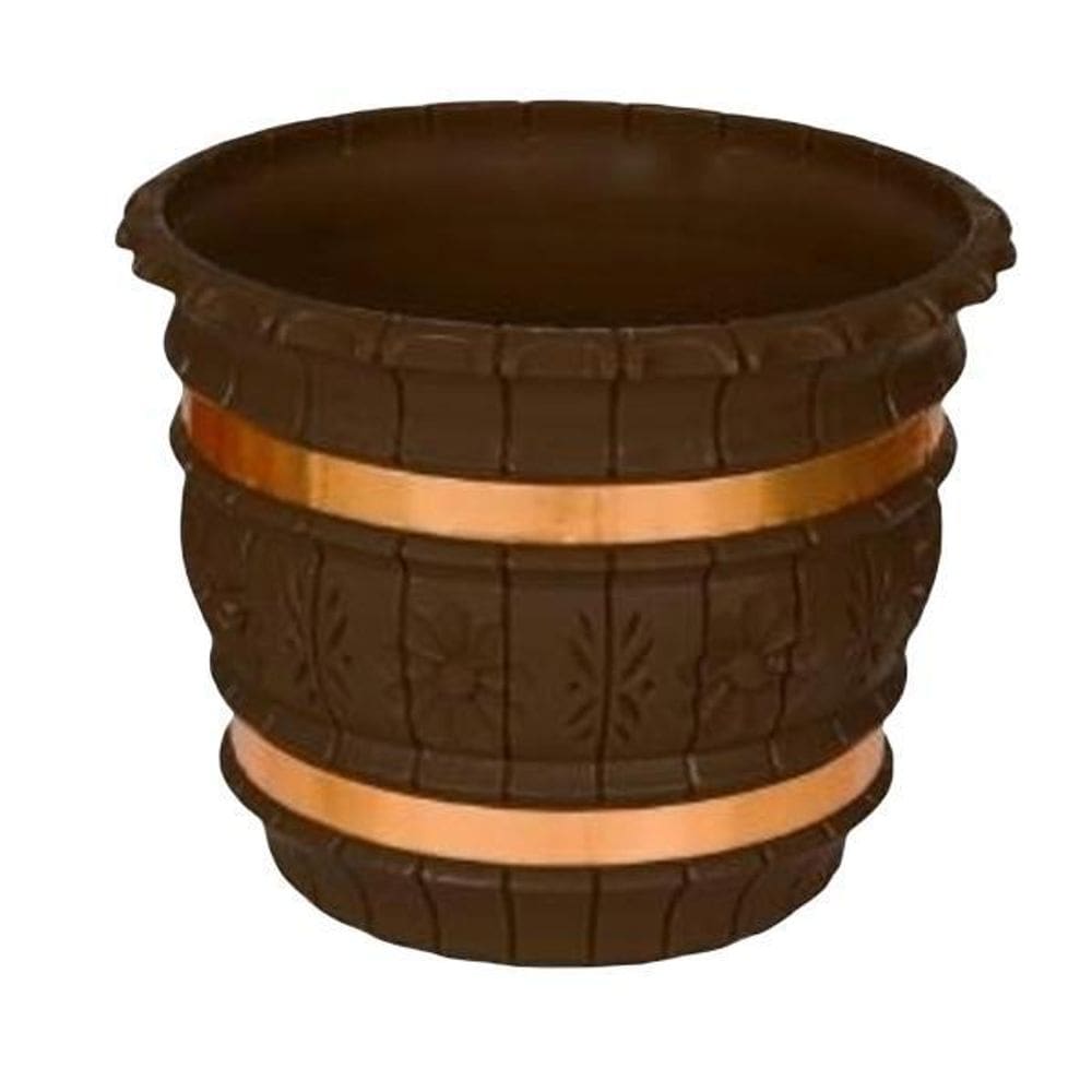 Kit 02 Cachepos Decorados 22Cm Cor Tabado