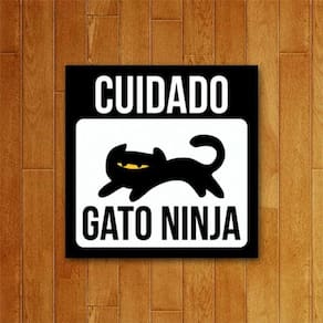 Placa Decorativa Pet - Gato Ninja