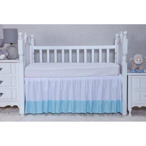 Saia Berço Poliéster Padrão Americano Branco/Azul