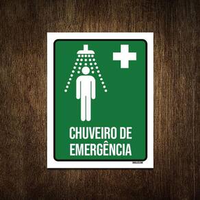 Placa Sinalização Ambiente Chuveiro Emergência 27X35