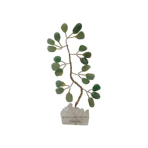 Bonsai Pedra Quartzo Verde Base Cristais 10Cm - Saúde