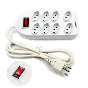 Extensão Energia 8 Tomadas 2 Metros Branco 110V/220V Bivolt