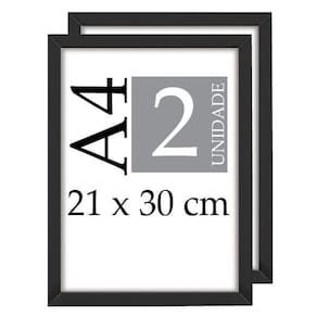 Moldura Quadro A4 21X30 C Vidro Poster Certificado Kit 2