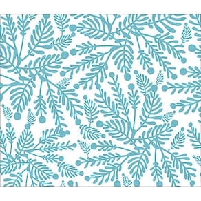 Papel de Parede Adesivo Lavável Floral  Folha Azul