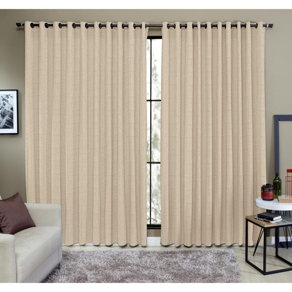 Cortina Tecido Rustico 3,00M X 2,40M Semi Blackout Areia