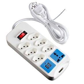 Régua Tomada 7 Entradas Com 2 Usb Branco Universal