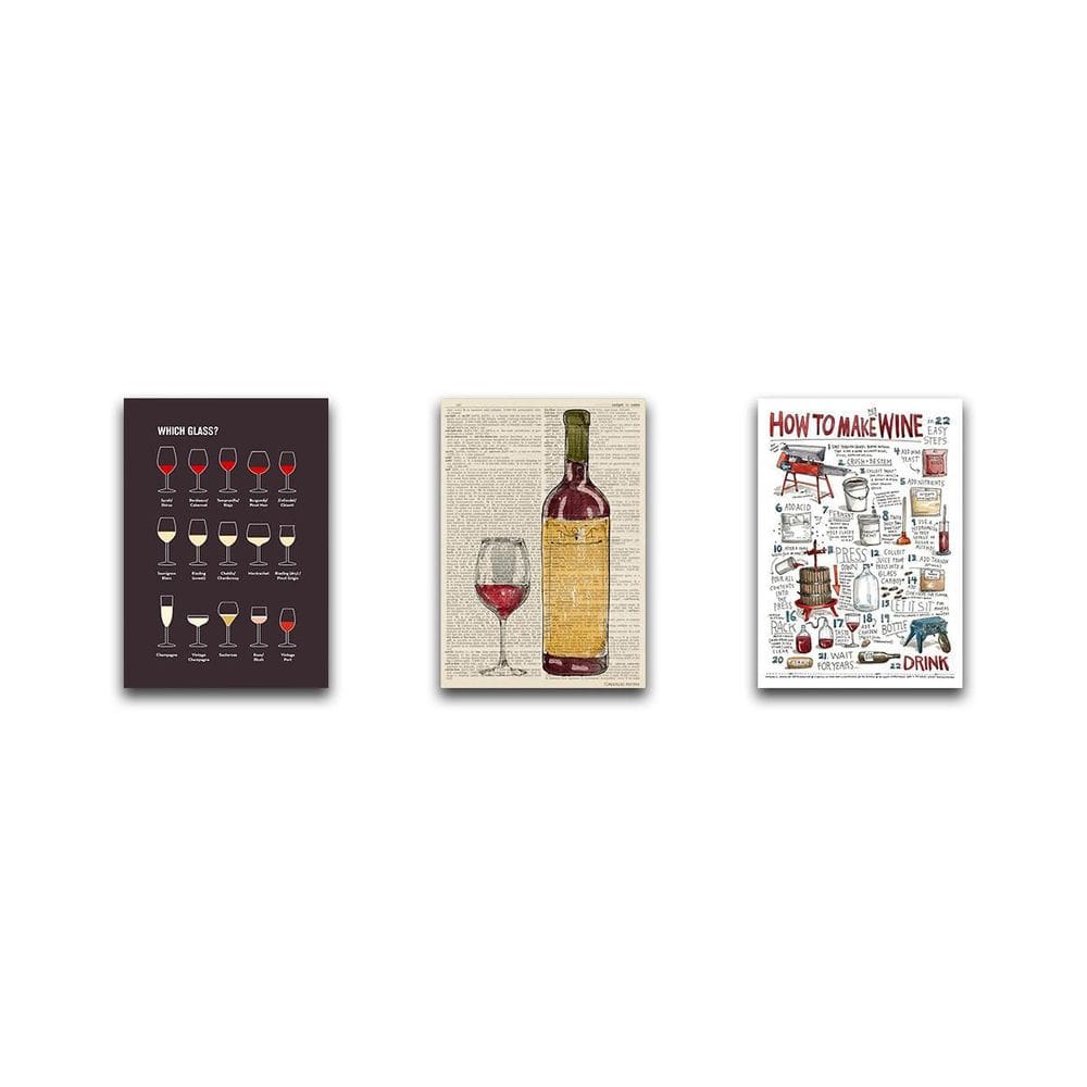 Kit 3 Placas Decorativas Vinho Mdf