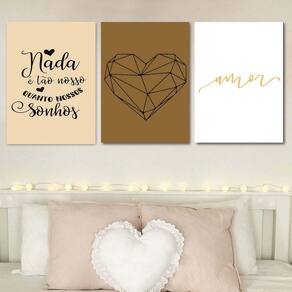 Kit 3 Placas Decorativas Sonhos 30Cm X 20Cm
