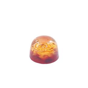 Orgonite Semi-Esférico Vermelho E Amarelo Com Ágata De Fogo