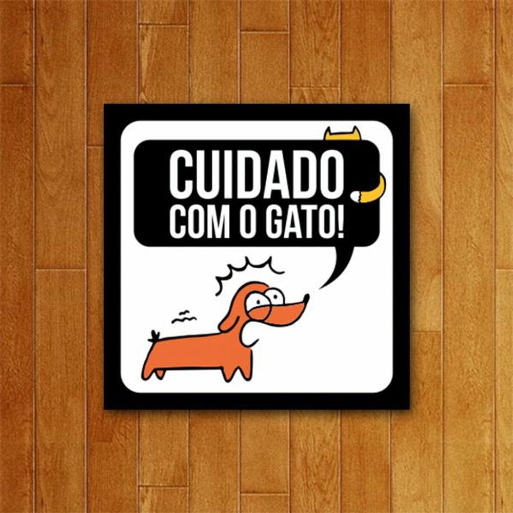 Placa Decorativa Pet - Cuidado Com O Gato