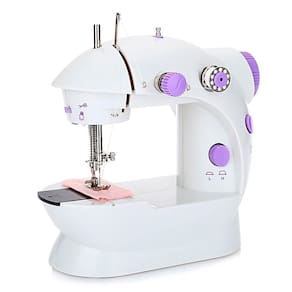 Mini Máquina De Costura Branca 110V/220V Portátil Pilha