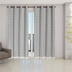 Cortina Blackout Pata Com Voil Xadrez 2,80 M X 2,30 M Bege