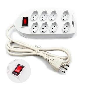 Régua Energia 8 Tomadas E Extensão 2 Metros Branco Bivolt