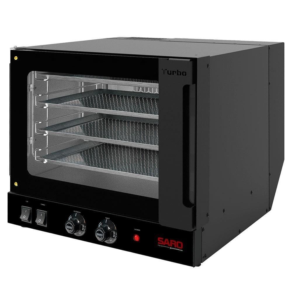Forno Assador Saro Turbo Elétrico Industrial Timer Com 4 Esteiras 35x35cm 220V FT22