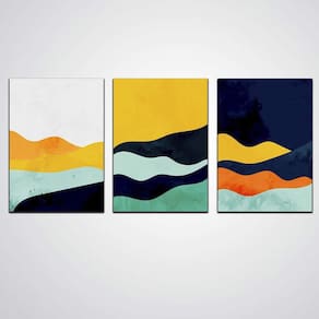 Quadros Abstrato Colorido Sala 30X20Cm Cada Em Placa Mdf