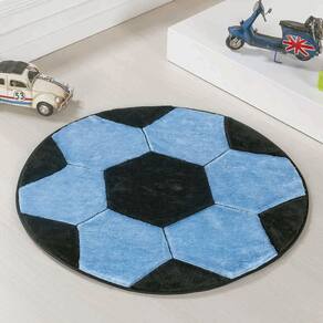 Tapete para Quarto Infantil Formato Bola de Futebol Azul