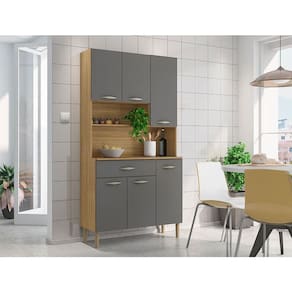 Kit Cozinha 6 Portas Ambiente Apolo Freijó Gris - Kits Paraná