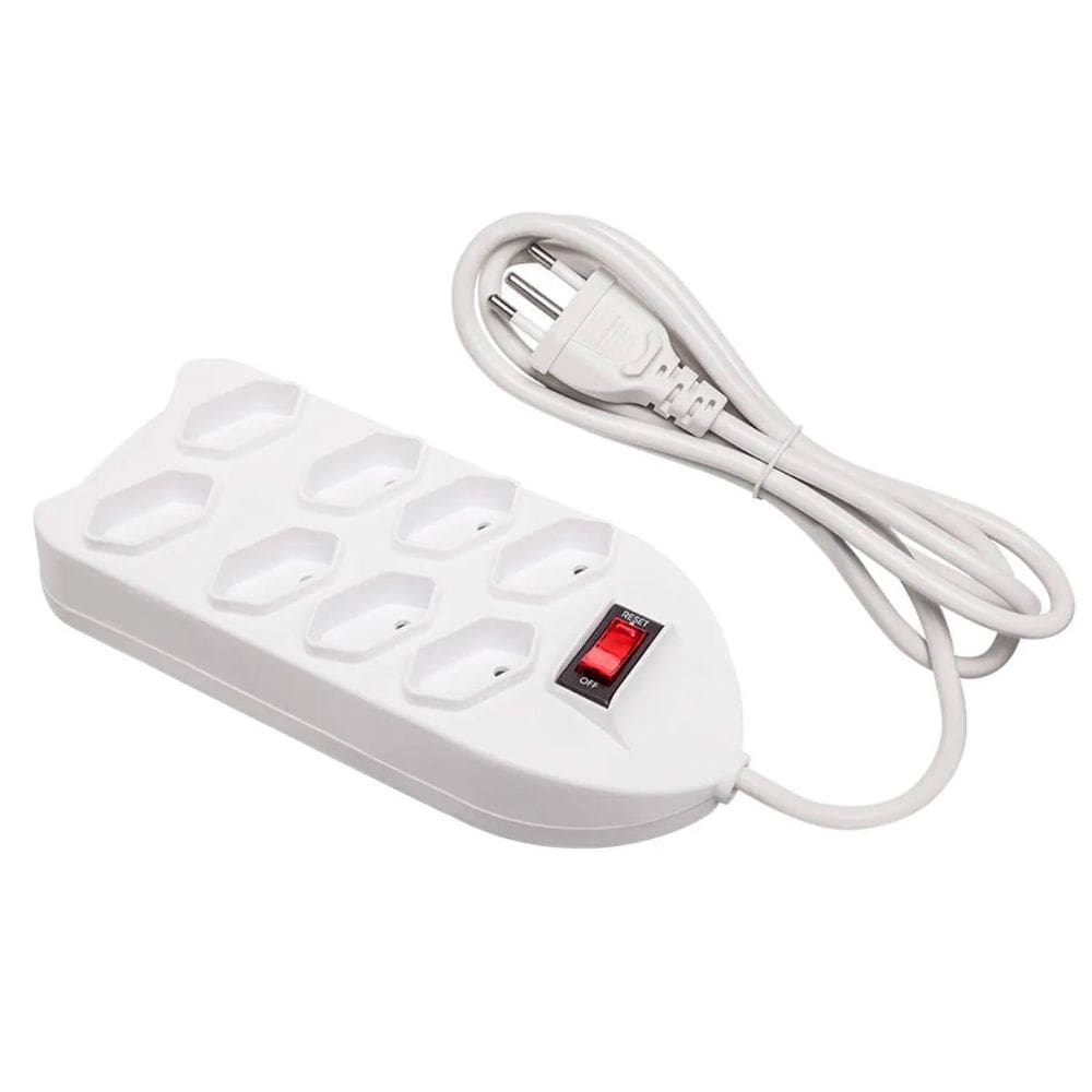 Extensão Energia 8 Tomadas 110/220V Bivolt Cabo 2 Metros