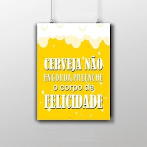 Placa Decorativa Frase - Cerveja Não Engorda