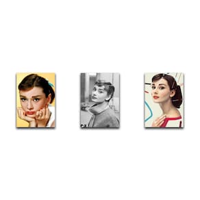 Kit 3 Placas Decorativas Atriz Audrey Hepburn Mdf