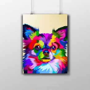 Placa Decorativa Chihuahua Colorido Artwork