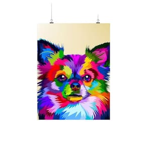 Placa Decorativa Chihuahua Colorido Artwork
