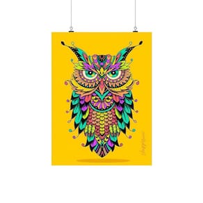 Placa Decorativa Coruja Maori Colorido 20x30cm em MDF 2mm