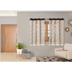 Cortina Renda 2,20Mx1,40M Sala Quarto Janela Cozinha Marrom