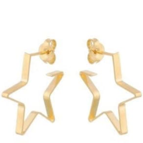 Brinco Com Formato De Estrela Vazada Folheado Em Ouro 18K