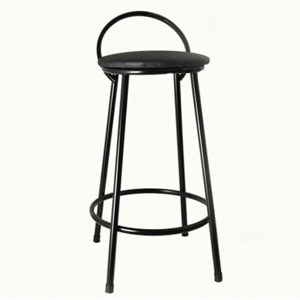 Banco Redondo Com Encosto Tradicional 70Cm De Aço Preto