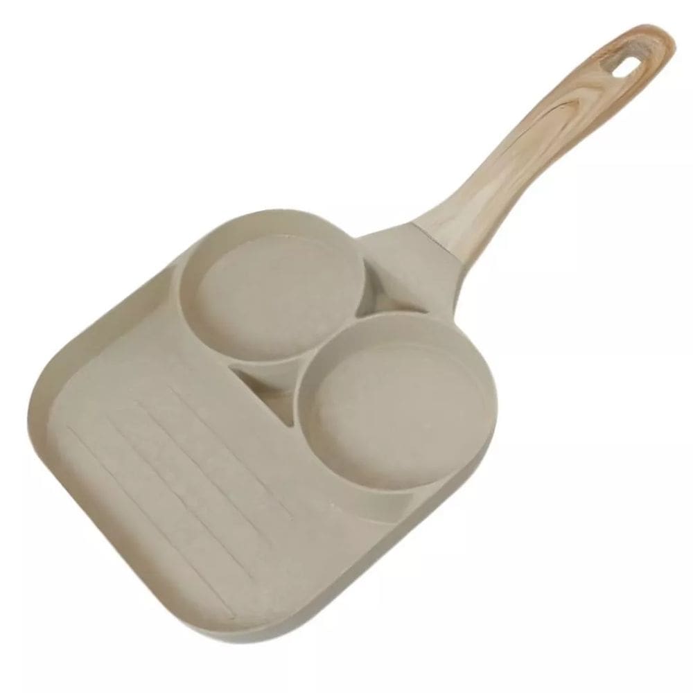Frigideira Multifuncional 3 Em 1 Ovos Hamburguer Antiaderente Com Alca Branco Top Chef