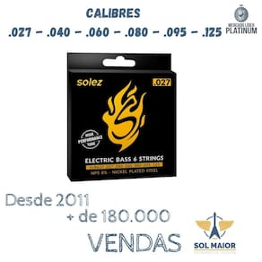 Encordoamento Solez Contrabaixo 6 Cordas 027-125 - Slb627