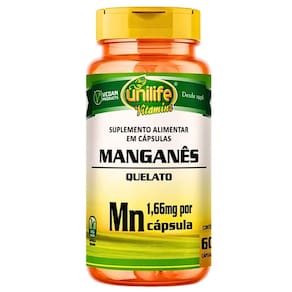 Manganês Quelato Natural Vegano 60 cápsulas 500mg