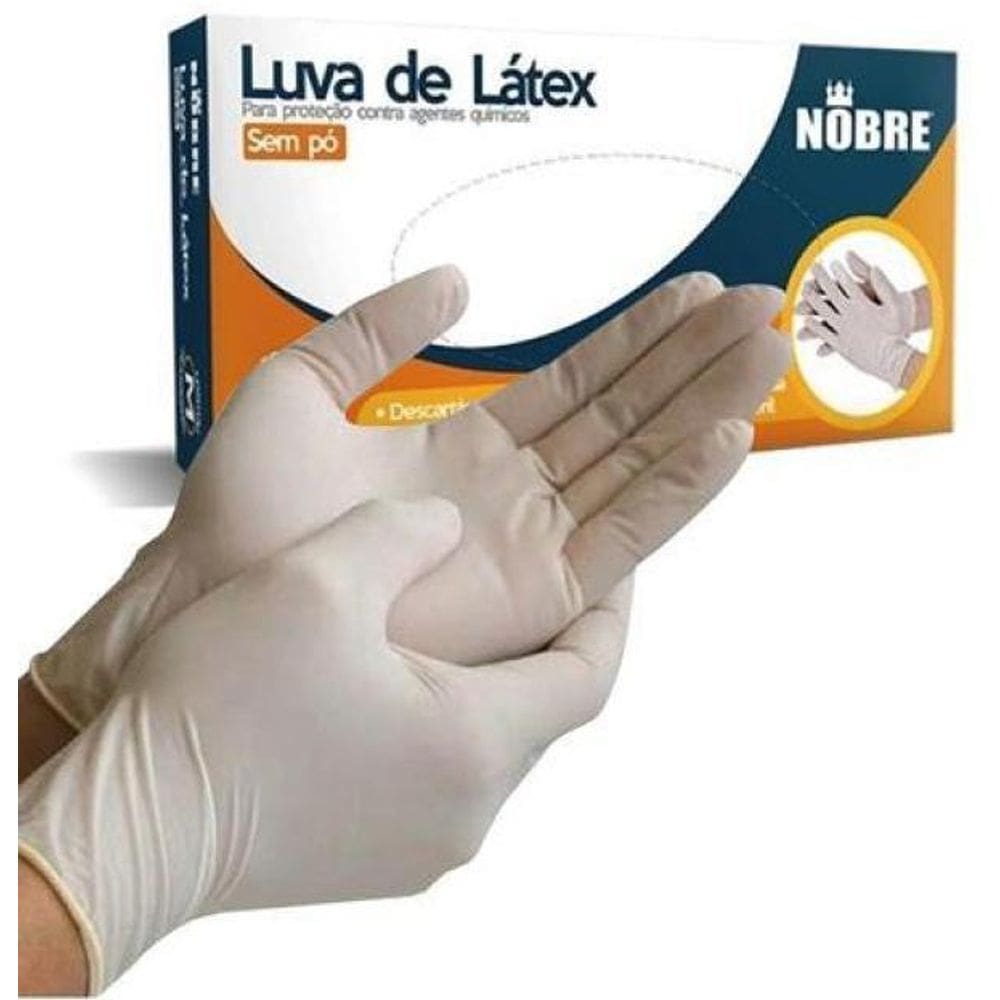 Luva Descartável Látex Sem Pó Nobre 100 Unidades Tamanho P