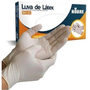 Luva Descartável Látex Sem Pó Nobre 100 Unidades Tamanho P