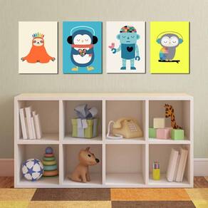 Kit Placa Decorativa de MDF 30x20cm Infantil Dorminhocos
