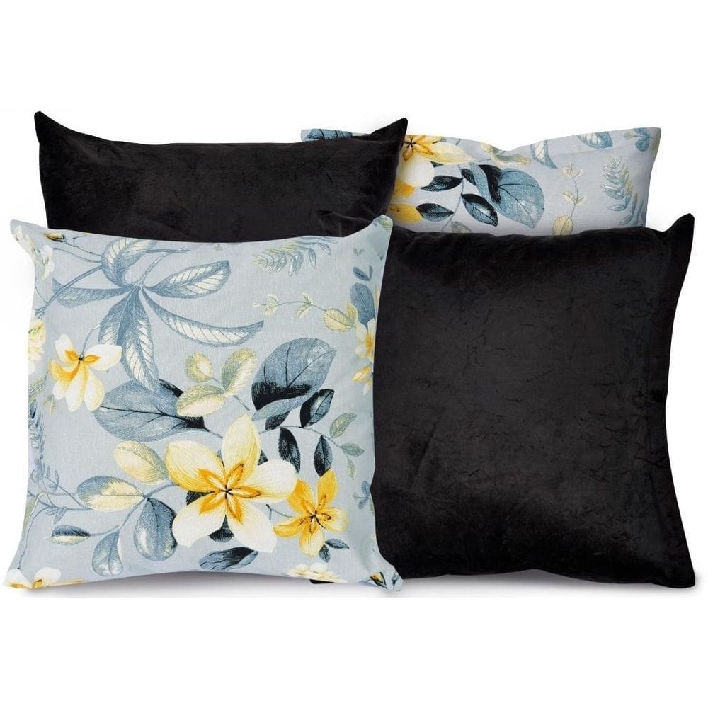 Kit 4 Almofadas Decorativas Para Sofá Estampa Azul Com Preto